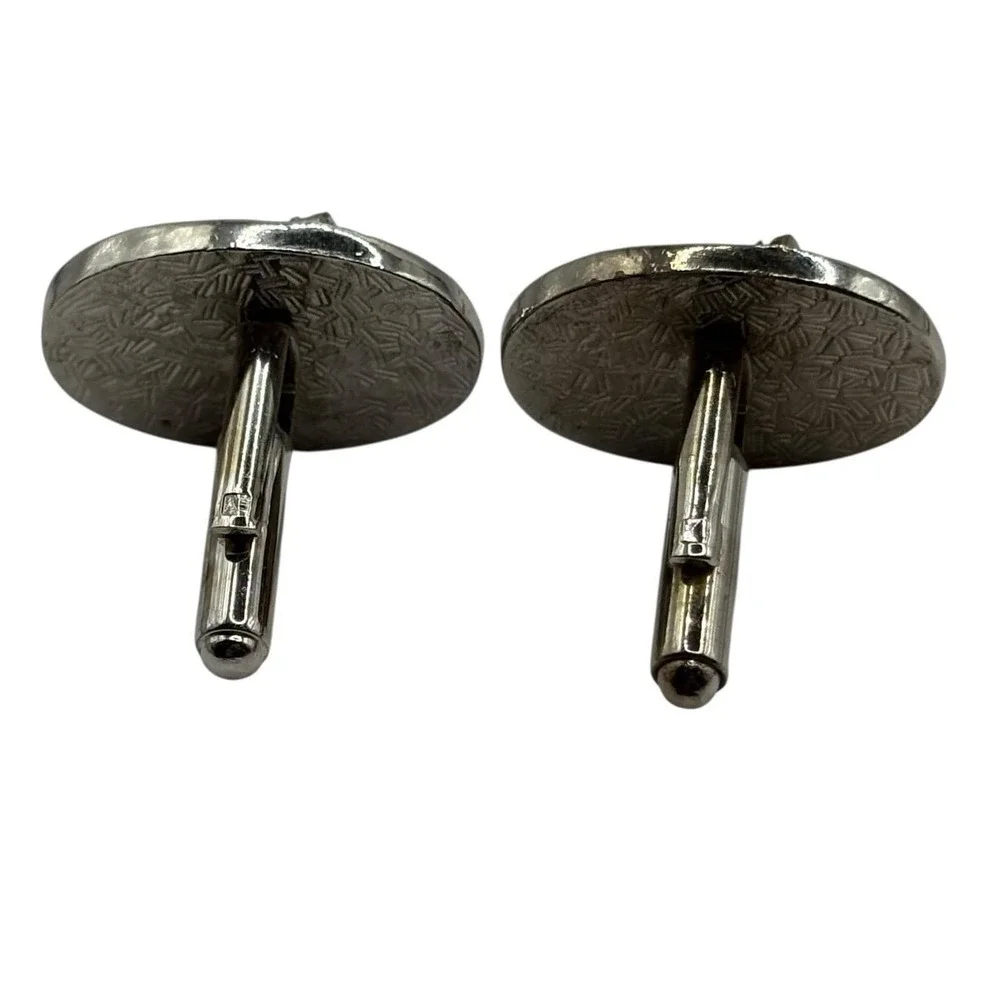 Horse‎ Mustang Cufflinks Vintage Silver Tone Oval Bullet Back Textured Stallion